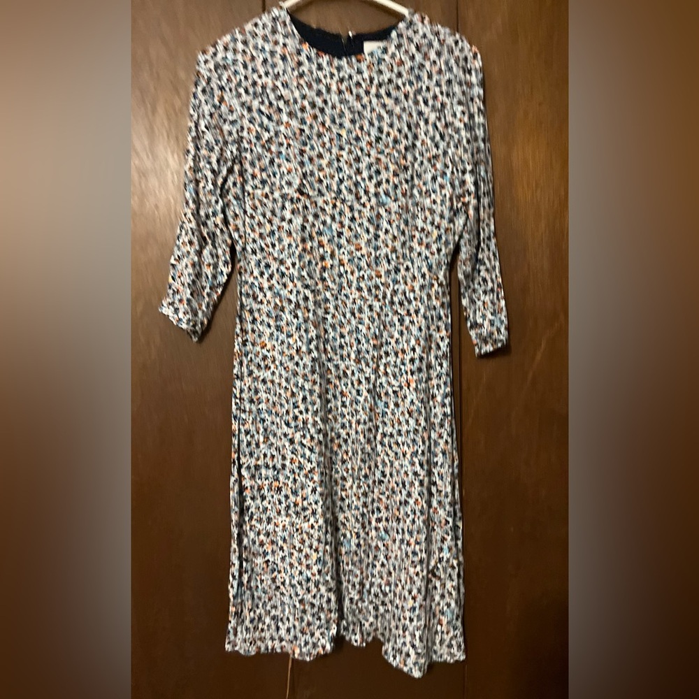 LOFT Black and White Sheath Dress 3/4 Sleeve - Picture 4 of 10